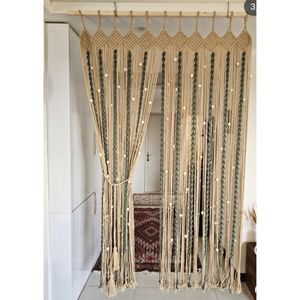 پرده مکرومه پربافت طرح نسترن ارت بیوتی