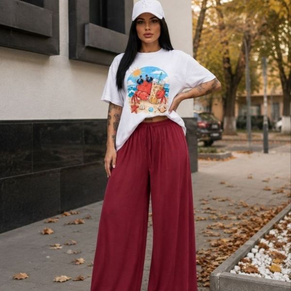 ست تیشرت باکسی و شلوار بگ top brand
