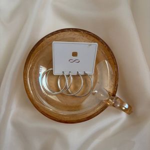 گوشواره حلقه‌ای نقره‌ای کلاسیک پک 2 عددی وارداتی