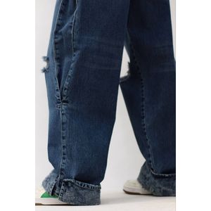 خرید اینترنتی قیمت شلوار جین ساید کیک زاپ دار رنگ آبی