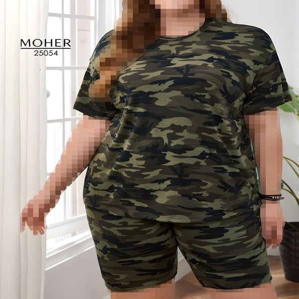 ست لباس راحتی سایز بزرگ طرح چریکی