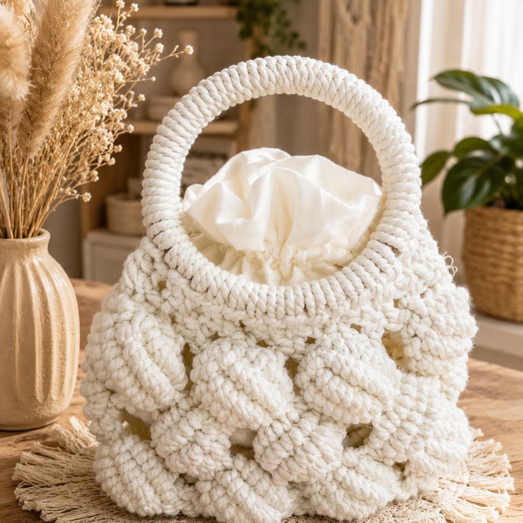 خرید اینترنتی کیف مکرومه مدل فندقی