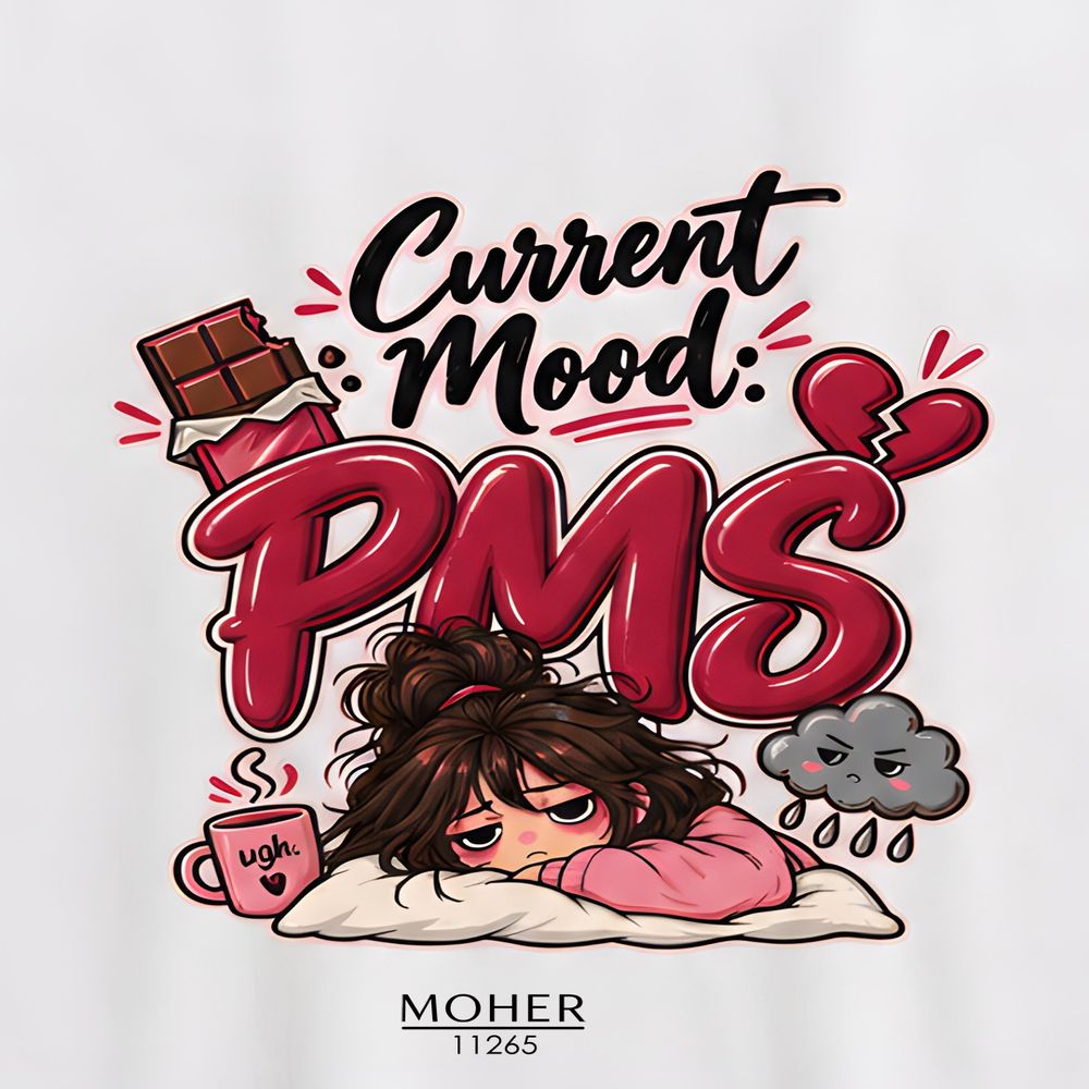 خرید اینترنتی قیمت تیشرت زنانه پنبه‌ای سایز بزرگ طرح Current Mood PMS