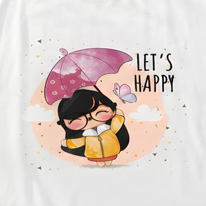 تیشرت باکسی سایز بزرگ طرح دختر Let’s Happy