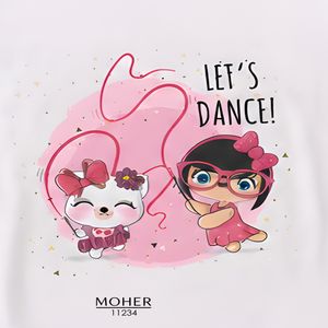 خرید اینترنتی قیمت تیشرت باکسی سایز بزرگ طرح دختر Let’s Dance
