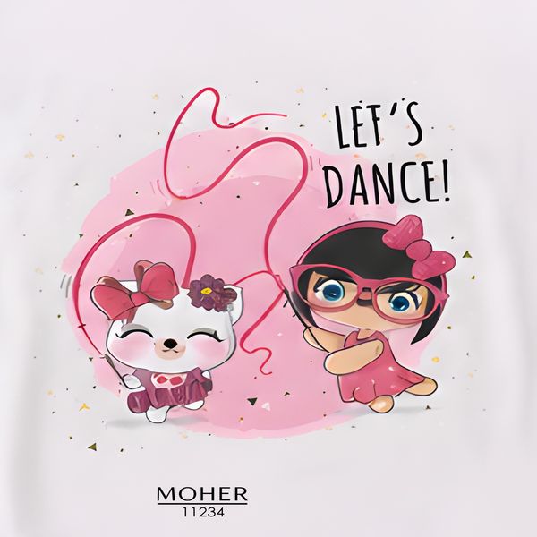 تیشرت باکسی سایز بزرگ طرح دختر Let’s Dance