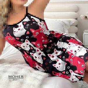 خرید اینترنتی قیمت لباس خواب سایز بزرگ طرح گربه