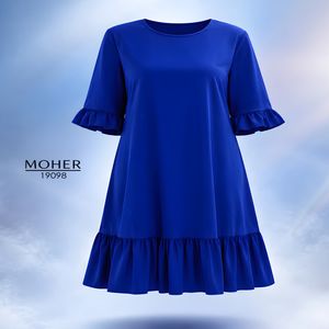 پیراهن سایز بزرگ زنانه رنگ آبی کاربنی
