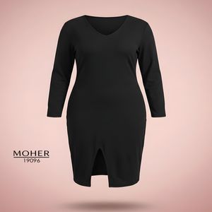 پیراهن مشکی چاکدار زنانه سایز بزرگ
