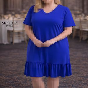 لباس مجلسی زنانه سایز بزرگ پایین چین دار کاربنی