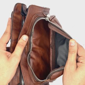 کیف دوشی زنانه چرم طبیعی مدل دو جیب کد 3077