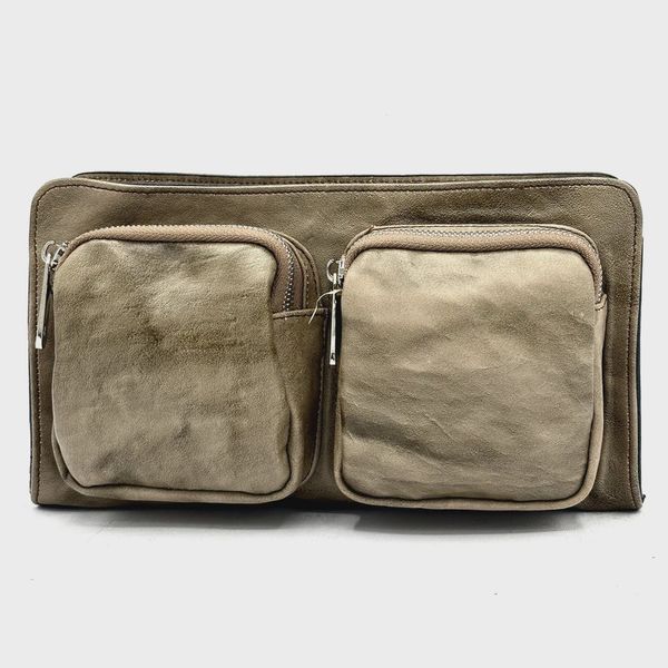 کیف دوشی زنانه چرم طبیعی مدل دو جیب کد 3077