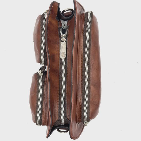 کیف دوشی زنانه چرم طبیعی مدل دو جیب کد 3077