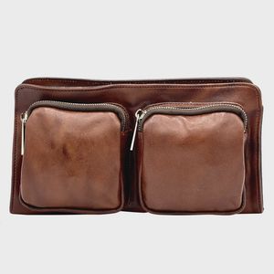 خرید انلاین کیف دوشی زنانه چرم طبیعی مدل دو جیب کد 3077