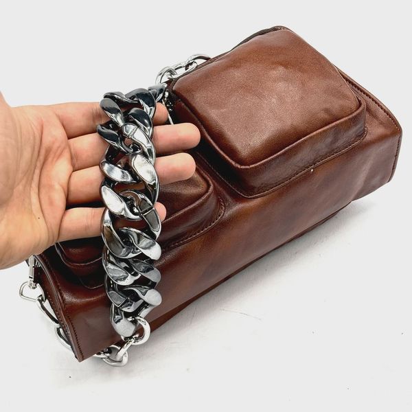 کیف دوشی زنانه چرم طبیعی مدل دو جیب کد 3077