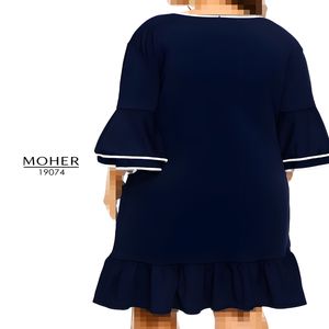 خرید اینترنتی قیمت پیراهن زنانه سایز بزرگ سرمه ای طرح کلاسیک