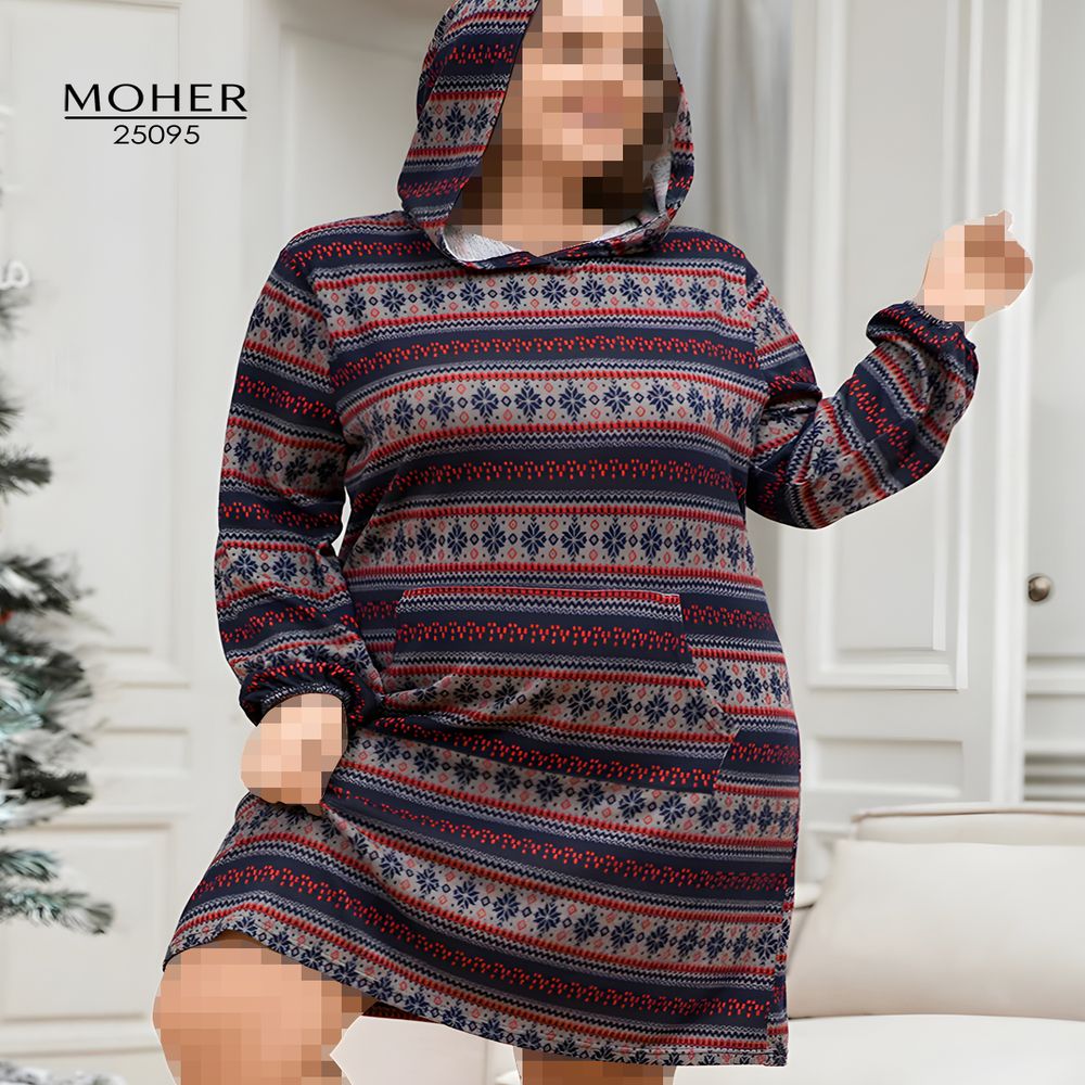 خرید اینترنتی قیمت هودی خانگی زنانه سایز بزرگ طرح زمستانی
