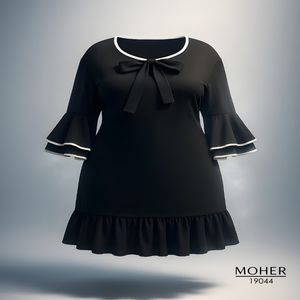 خرید اینترنتی قیمت پیراهن زنانه سایز بزرگ مشکی طرح کلاسیک