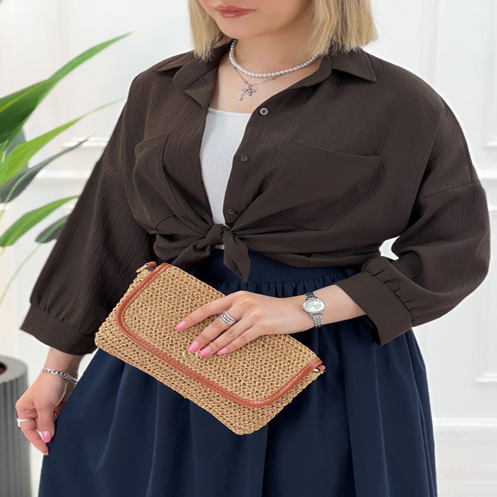 خرید اینترنتی قیمت شومیز آستین بلند زنانه رونیکا - شکلاتی