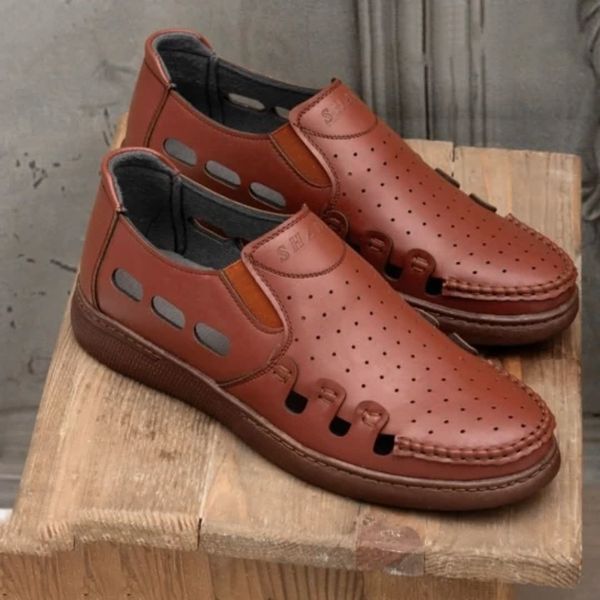 کفش مردانه تابستانی مدل آتن رنگ عسلی