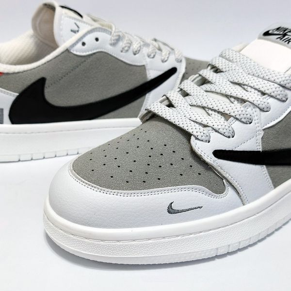 کتانی ترند نایک جردن تراویس استاسی سفید طوسی Jordan Travis Stussy