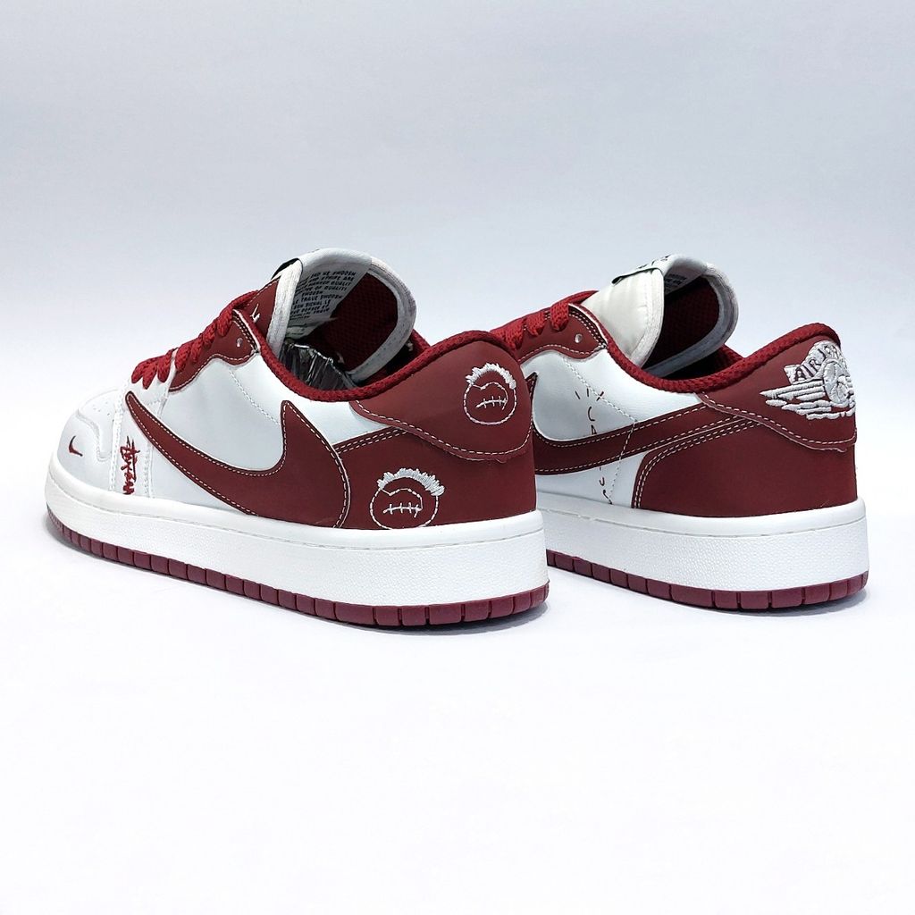 فروش اینترنتی کتانی ترند نایک جردن تراویس استاسی سفید زرشکی Nike Jordan Travis Stussy