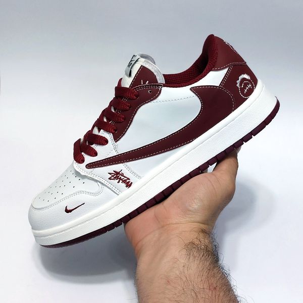 کتانی ترند نایک جردن تراویس استاسی سفید زرشکی Nike Jordan Travis Stussy