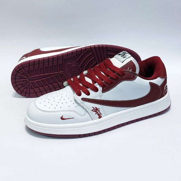 کتانی ترند نایک جردن تراویس استاسی سفید زرشکی Nike Jordan Travis Stussy