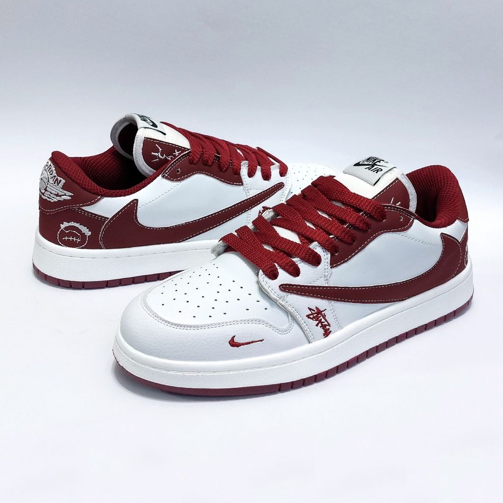 خرید آنلاین کتانی ترند نایک جردن تراویس استاسی سفید زرشکی Nike Jordan Travis Stussy
