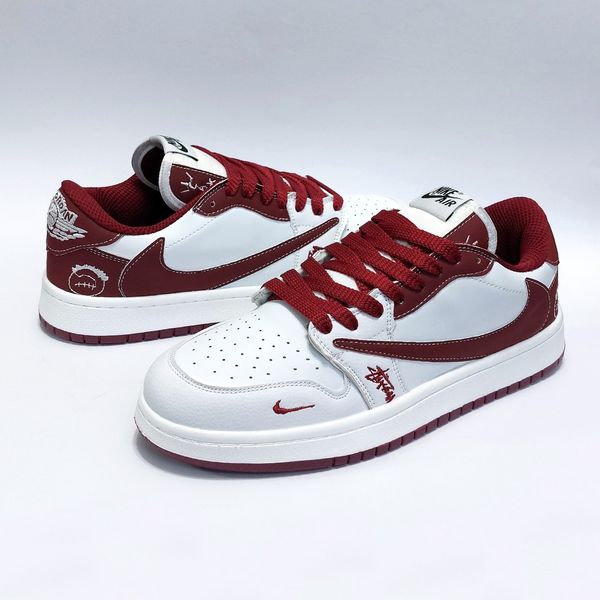 کتانی ترند نایک جردن تراویس استاسی سفید زرشکی Nike Jordan Travis Stussy