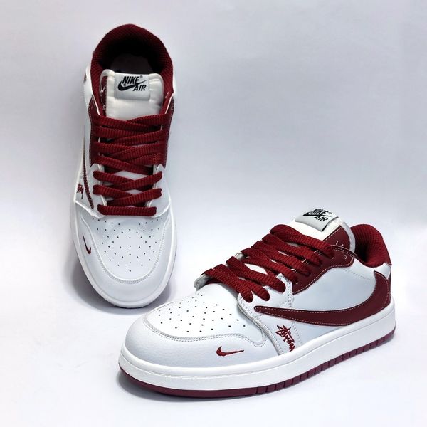 کتانی ترند نایک جردن تراویس استاسی سفید زرشکی Nike Jordan Travis Stussy