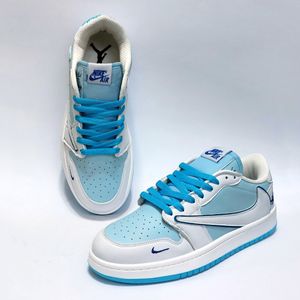 خرید آنلاین کتانی ترند نایک جردن تراویس استاسی سفید آبی Nike Jordan Travis Stussy