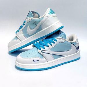 خرید اینترنتی کتانی ترند نایک جردن تراویس استاسی سفید آبی Nike Jordan Travis Stussy