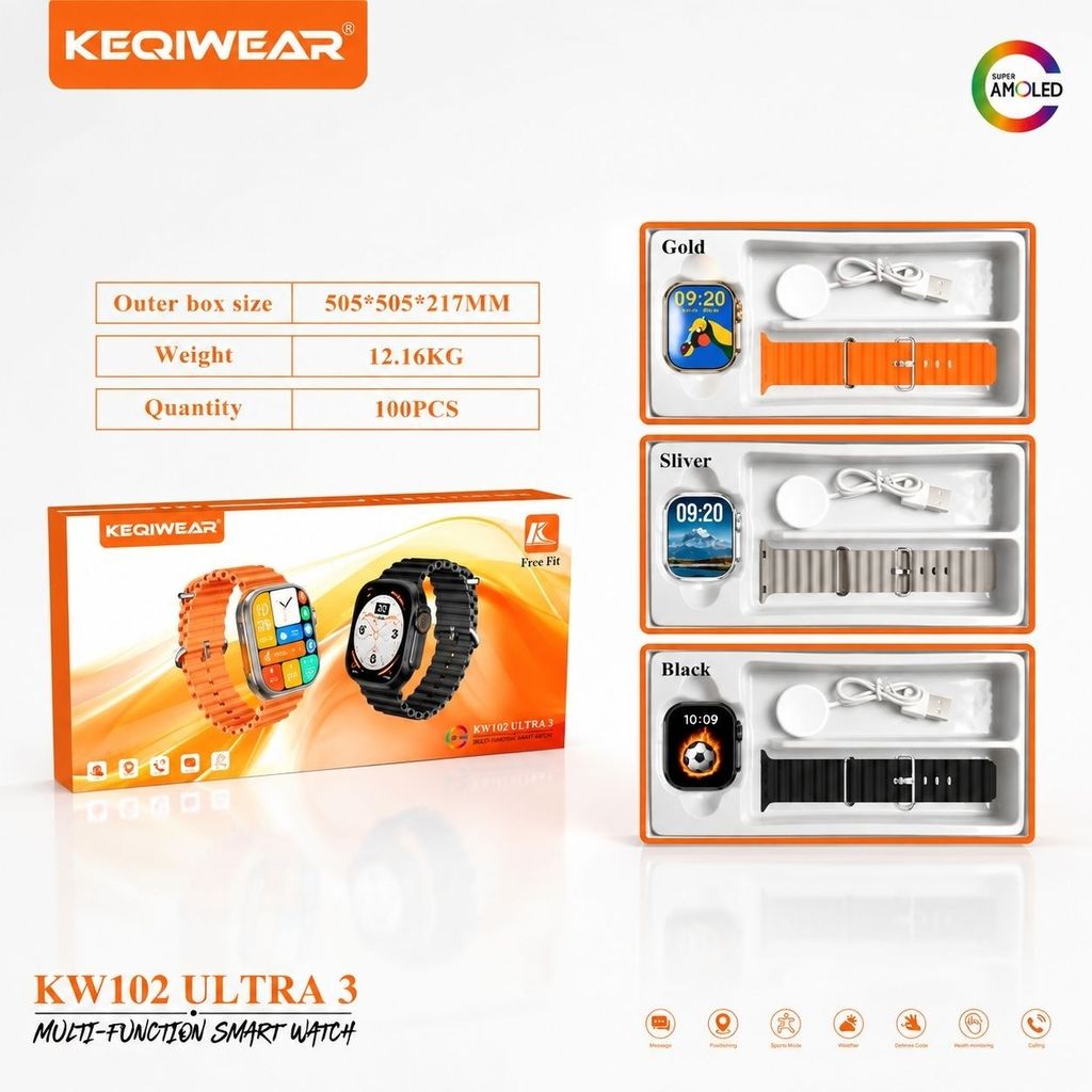 فروش اینترنتی ساعت هوشمند KEQIWEAR مدل KW102 Ultra 3