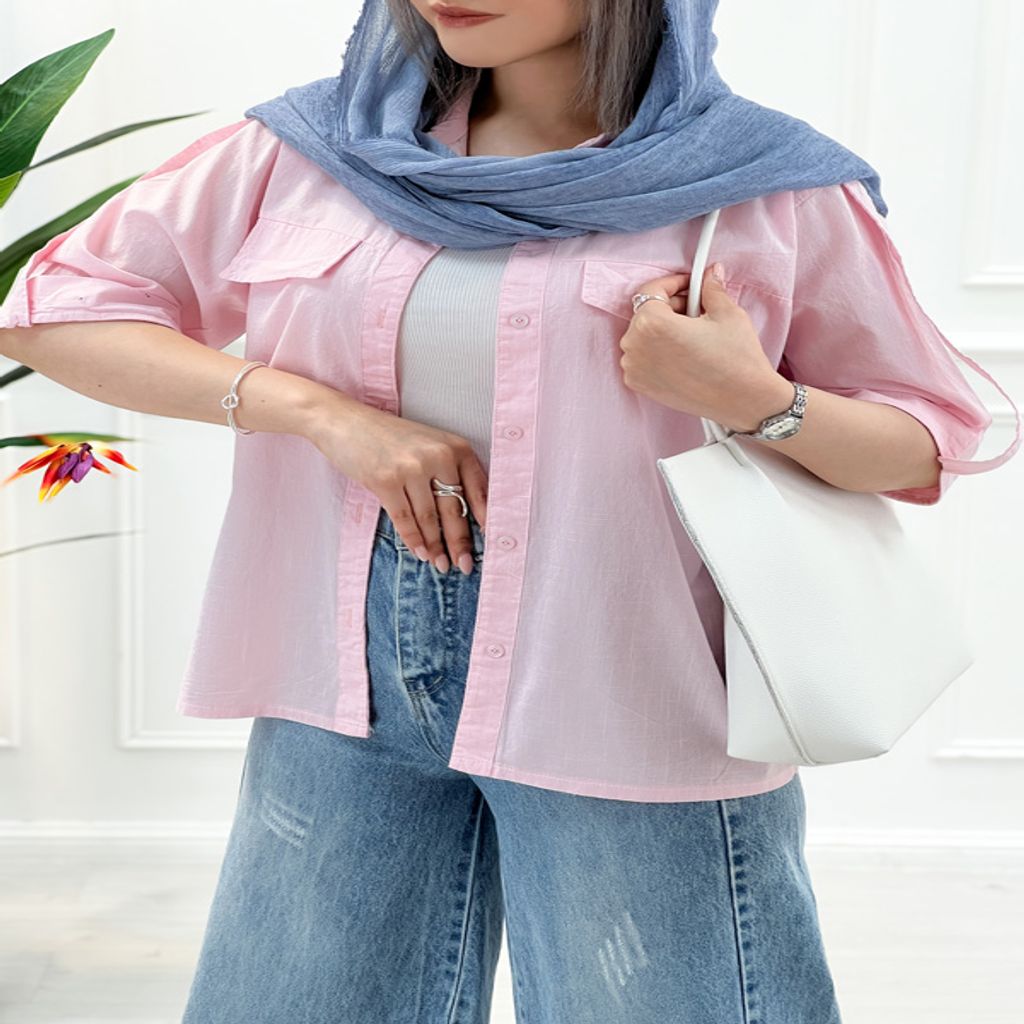 خرید اینترنتی قیمت شومیز جیب نما زنانه - صورتی