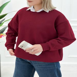 بلوز دورس یقه گرد زنانه زرشکی آستین افتاده