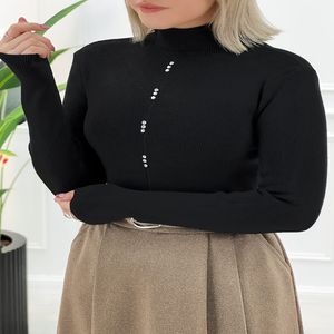 گپ یقه اسکی ماهلین رنگ مشکی نگین دار