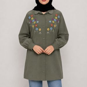 تونیک زنانه رنگ خزه ای تیره فری سایز از 40تا46