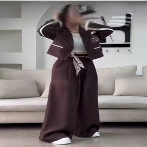 خرید اینترنتی قیمت کت کراپ مغزی دوزی و شلوار بگ مغزی دوزی کد 1046