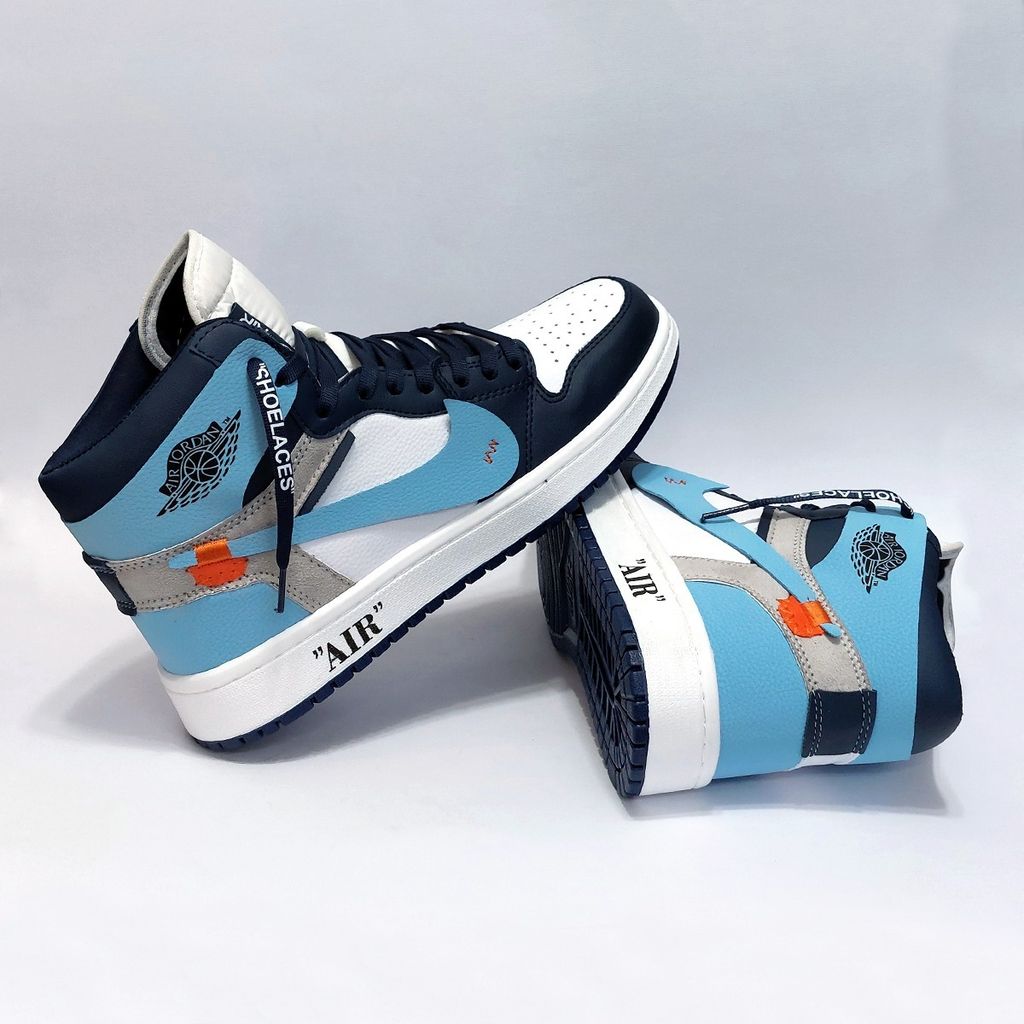 خرید اینترنتی کتانی ساقدار نایک جردن وان آف وایت آبی Nike Jordan Off White
