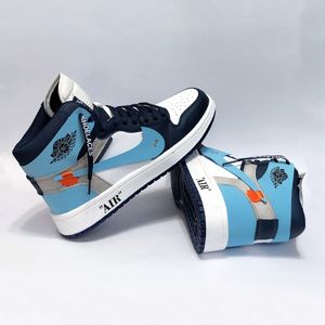 خرید اینترنتی کتانی ساقدار نایک جردن وان آف وایت آبی Nike Jordan Off White