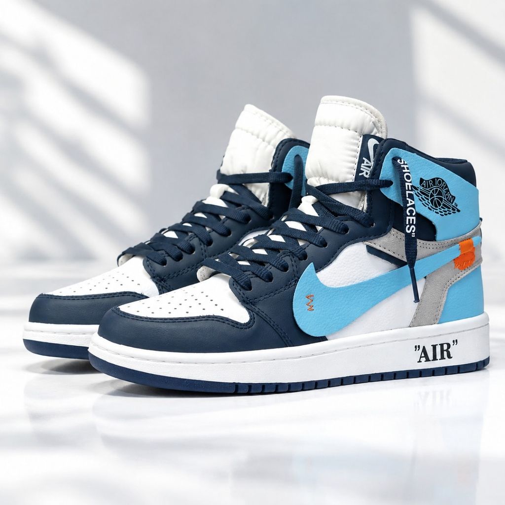 قیمت ارزان کتانی ساقدار نایک جردن وان آف وایت آبی Nike Jordan Off White