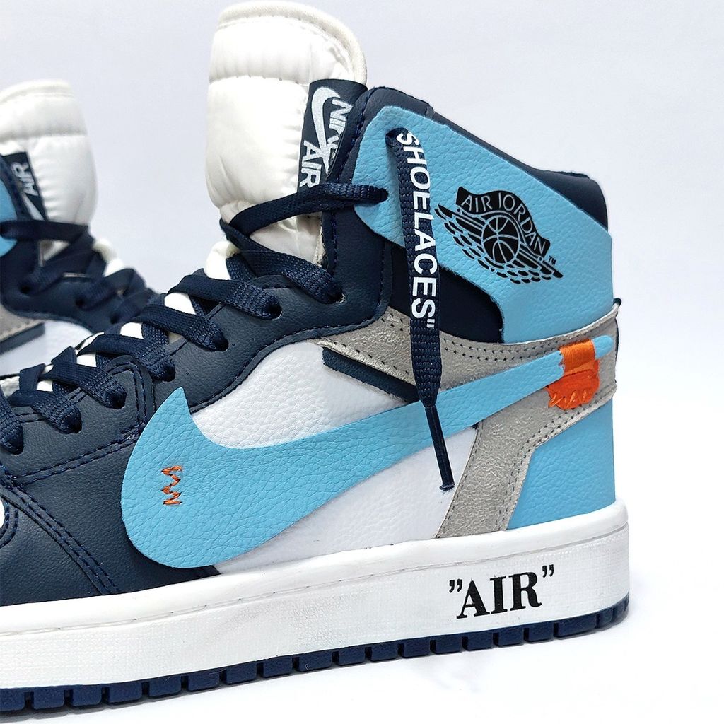 خرید آنلاین کتانی ساقدار نایک جردن وان آف وایت آبی Nike Jordan Off White