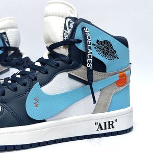 خرید آنلاین کتانی ساقدار نایک جردن وان آف وایت آبی Nike Jordan Off White