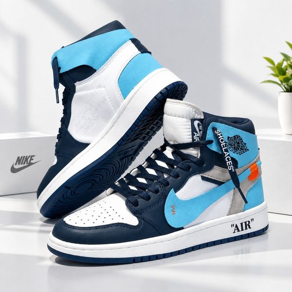کتانی ساقدار نایک جردن وان آف وایت آبی Nike Jordan Off White