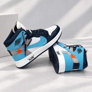 فروش اینترنتی کتانی ساقدار نایک جردن وان آف وایت آبی Nike Jordan Off White