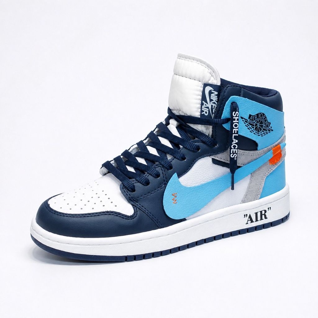 مشخصات کتانی ساقدار نایک جردن وان آف وایت آبی Nike Jordan Off White