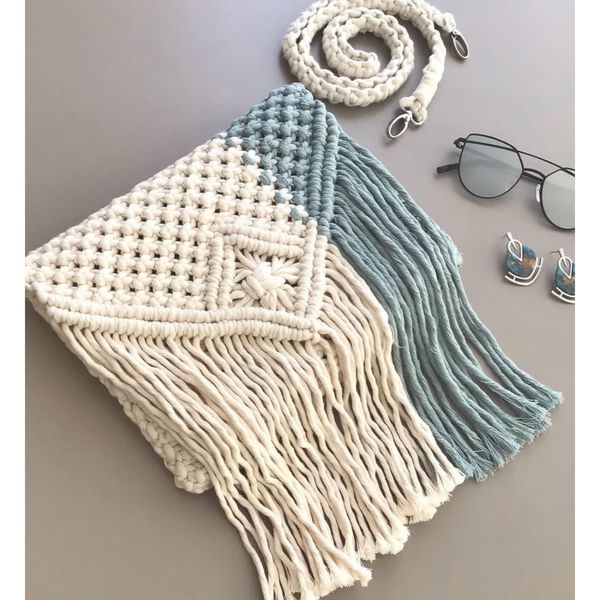 کیف مکرومه بافی زنانه دخترانه طرح نوستالژی