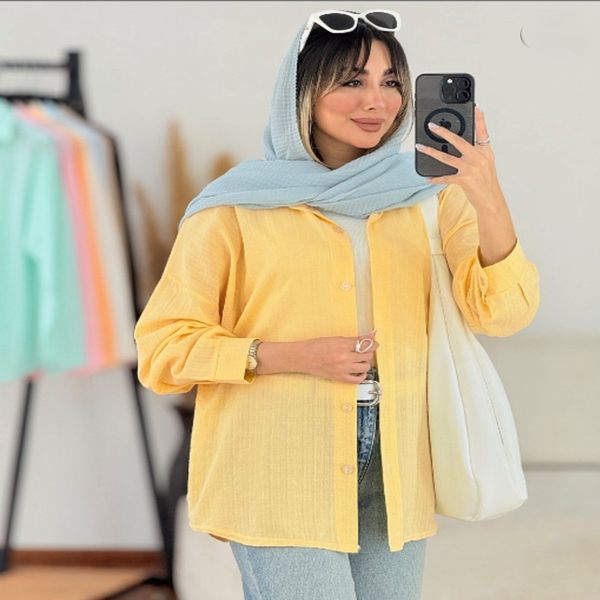 شومیز  استین بلندطرح مردانه ساده کد 1055