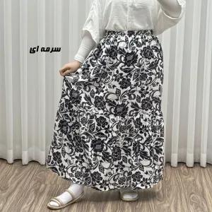 خرید اینترنتی قیمت دامن بلند نخی زنانه طرح فلور فری سایز مناسب تا سایز 54